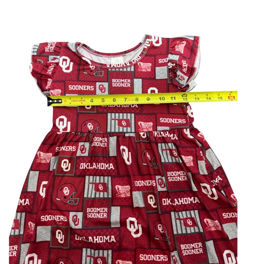 Oklahoma Sooners Girls Dress Crimson Boomer Sooner Flutter Sleeve XL 5-6T NCAA - Picture 6 of 6